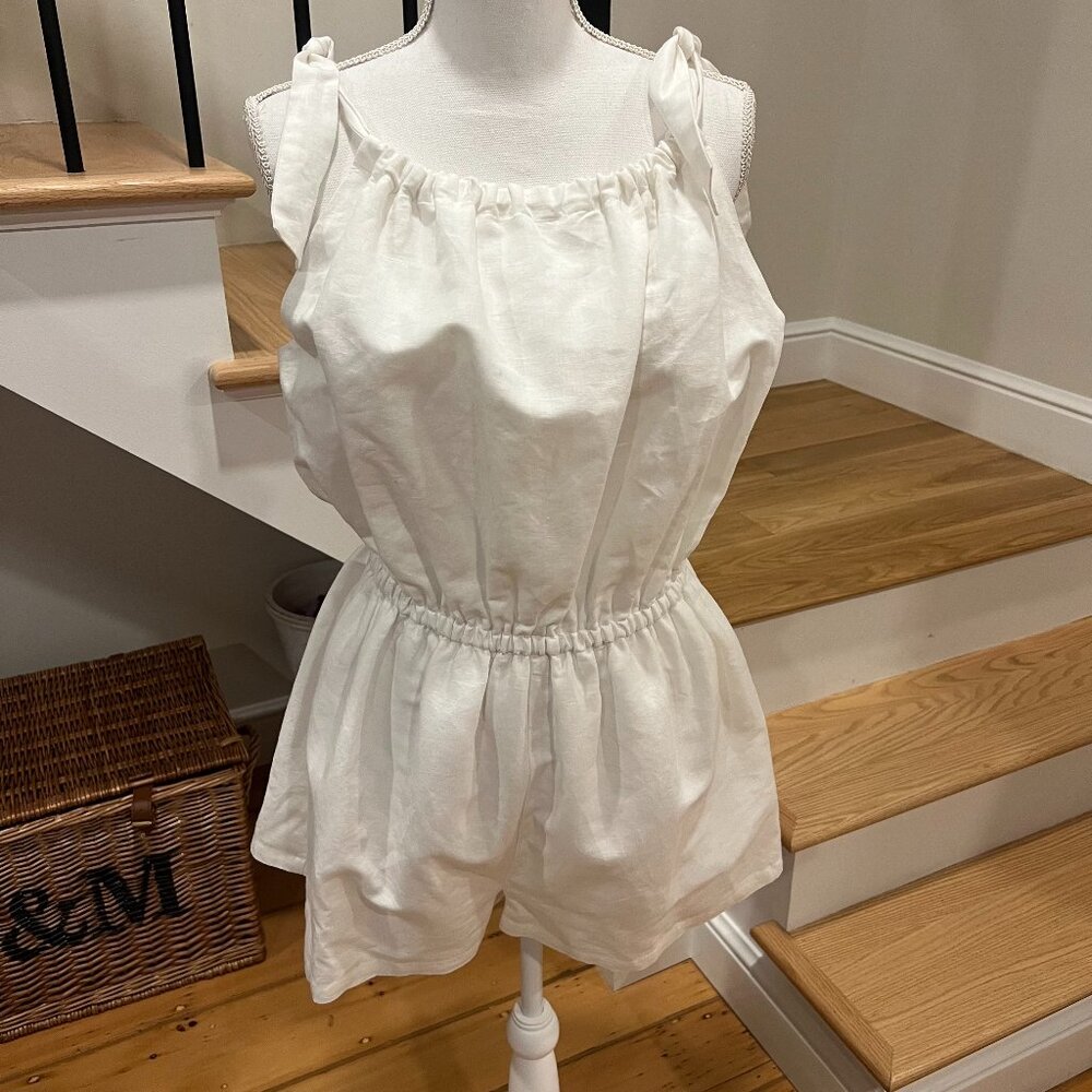 Vita Grace Portofino Cotton Tie Playsuit in White Size Small